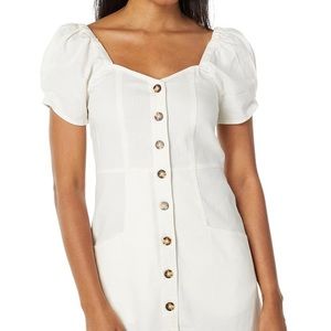 Madewell Linen-Cotton Puff-Sleeve Mini Dress Size 14